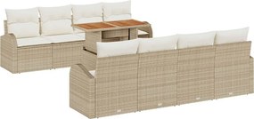 vidaXL Σετ Καναπέ Κήπου με μαξιλάρι 7 pcs Μπεζ και Κρέμα