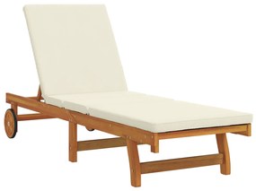 vidaXL Κινούμενες Ξαπλώστρες 2 τεμ με Τραπέζι & Μαξιλάρι από Στερεό Ξύλο Ακακίας