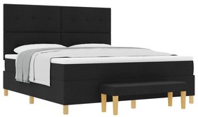 vidaXL Κρεβάτι Με Στρώμα & Πάγκο Μαύρο 180x200 εκ. Ύφασμα