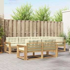 vidaXL Σειρά Καναπέ Εξωτερικού 6 pcs Λευκό και Κρεμ Πολυεστέρας