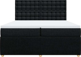 vidaXL Κρεβάτι Boxspring με Στρώμα Μαύρο 200x200 εκ. Υφασμάτινο