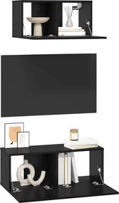 vidaXL Σετ επίπλου τηλεόρασης 2 pcs Μαύρη Οξυά Επεξεργασμένο ξύλο