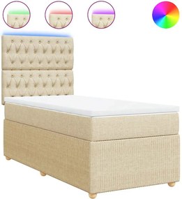 vidaXL Κρεβάτι Boxspring με Στρώμα Κρεμ 90x190 εκ.Υφασμάτινο