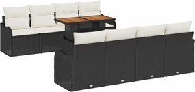 vidaXL Σετ Καναπέ Κήπου με αποθήκευση 9 pcs Μαύρο Πολυ ράταν