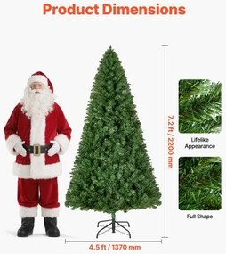 VEVOR Christmas Tree, 2.2m Artificial Xmas Tree, Full Holiday Decor Trees with 1346 Branch Tips &amp; Sturdy Metal Base for Home Party Office Decoration