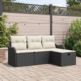vidaXL Σετ Καναπέ Κήπου 4 pcs Μαύρο και κρεμ 176 x 117 x 85 εκ