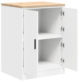 ντουλάπι αποθήκευσης γκαράζ Λευκό 60x51x85 εκ μασίφ ξύλο πεύκο - Λευκό