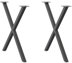 vidaXL Πόδια Τραπεζαρίας σε Σχήμα Χ 2 τεμ. Ανθρακί 70x(72-73) εκ. Ατσάλι