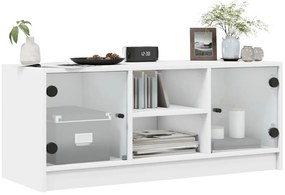 vidaXL Έπιπλο Τηλεόρασης Λευκό 102x37x42 εκ. με Γυάλινες Πόρτες
