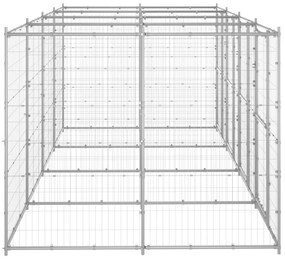 Κλουβί Σκύλου Εξωτερικού Χώρου 9,68 μ² από Γαλβανισμένο Χάλυβα - Ασήμι