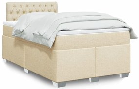 vidaXL Κρεβάτι Boxspring με Στρώμα Κρεμ 120x190 εκ. Υφασμάτινο