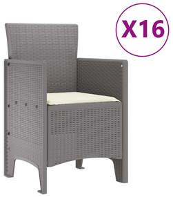 vidaXL Σετ Τραπεζαρίας Κήπου 17 Τεμαχίων με Μαξιλάρια Ανοιχτό Γκρι Ρατάν