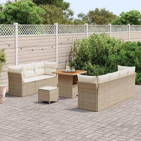 vidaXL Σετ Καναπέ Κήπου Ρυθμιζόμενο ύψος 10 pcs Μπεζ συνθετικό ρατάν