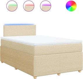 vidaXL Κρεβάτι Boxspring με Στρώμα Κρεμ 120x200 εκ. Υφασμάτινο