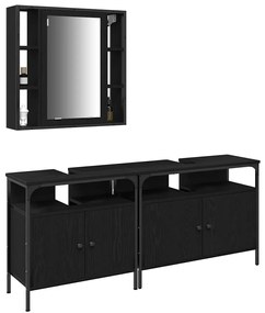 vidaXL Μονάδες Νιπτήρα Μπάνιου με ράφι 3 pcs Μαύρο 80 x 30 x 60 cm