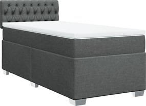 vidaXL Κρεβάτι Boxspring με Στρώμα Σκούρο Γκρι 90x190 εκ. Υφασμάτινο