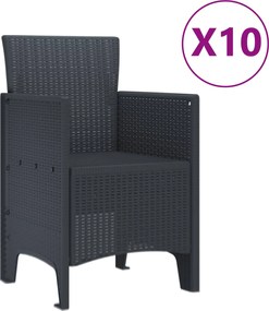 vidaXL Σέτ φαγητού για κήπο 11 pcs Ανθρακί Πολυπροπυλένιο