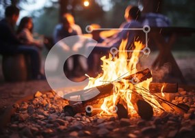 Intra Συλλεκτικό Ξύλινο Παζλ Plywood 4mm - Συγκέντρωση φωτιάς στο δάσος τη νύχτα Σε Ξύλινο Κουτί - Διαστάσεις: 10x10 cm – 25 κομμάτια