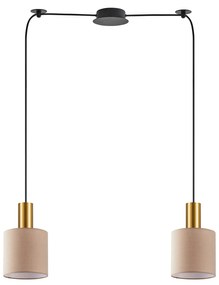 SE21-GM-4-BL2-SH3 ADEPT TUBE Gold Matt Pendant Brown Fabric Shade+