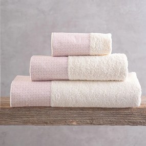 Πετσέτες Sinclair (Σετ 3τμχ) Ecru-Pink Ρυθμός Towels Set 70x140cm 100% Πενιέ Βαμβάκι