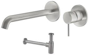 La Torre ELLE 316 inox Brushed Μπαταρία Νιπτήρος εντοιχισμού 2 οπών+Σιφών 35032-111 N0262-111