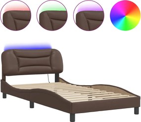 vidaXL Πλαίσιο κρεβατιού με LED χωρίς στρώμα Hvar Καφέ 100x200 εκ.
