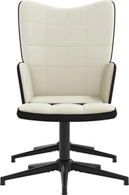vidaXL Πολυθρόνα Relax Λευκό Κρεμ από Βελούδο και PVC με Σκαμπό