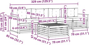 vidaXL Σειρά Καναπέ Εξωτερικού 5 τμχ. Φυσικό και Μπεζ