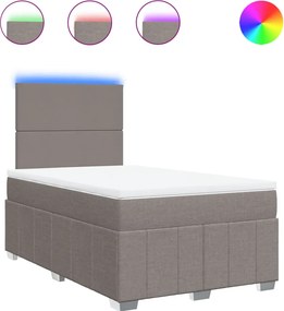 vidaXL Κρεβάτι Boxspring με Στρώμα Taupe 120x200 εκ. Υφασμάτινο
