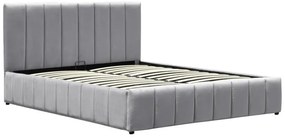 Επενδυμένο Κρεβάτι Snuggle Διπλό με Αποθηκευτικό χώρο Βελούδο Γκρί 160x200εκ. 168x212x100 εκ.