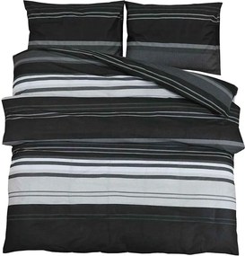 vidaXL Σετ Παπλωματοθήκης Μαύρο και Λευκό 225x220 εκ. Βαμβακερό