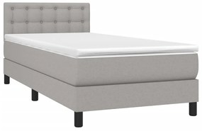 vidaXL Κρεβάτι Boxspring με Στρώμα & LED Αν.Γκρι 100x200 εκ Υφασμάτινο