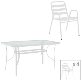 Intrahome Τραπεζαρία Sussie-PYRENEESELLA Intrahome 5τεμ μέταλλο-γυαλί σε λευκή απόχρωση 120x70x70εκ | SKU: INTRAPA-241111279
