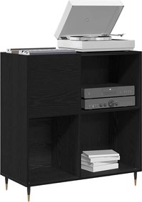 vidaXL Ντουλάπι δίσκων βινυλίου με ράφι Μαύρη Οξυά 85 x 38 x 89 εκ.