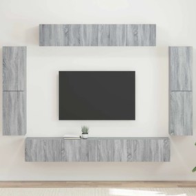 vidaXL Ντουλάπι TV 8 pcs Γκρίζο Σονομα