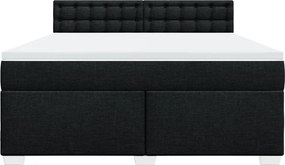 vidaXL Κρεβάτι Boxspring με Στρώμα Μαύρο 180x200 εκ. Υφασμάτινο