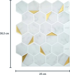 Αυτοκόλλητο Πλακάκι 3D (30.5x25) L-C Hexa Marble/Or 1770183