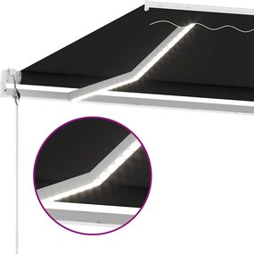 vidaXL Ηλεκτρική τέντα με LED και αισθητήρα 6 x 3 m Ανθρακί