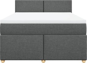 vidaXL Κρεβάτι Boxspring με Στρώμα Σκούρο Γκρι 140x200 εκ Υφασμάτινο