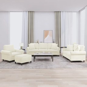 vidaXL Σετ Καναπέδων 4 Τεμαχίων με Μαξιλάρια, Κρεμ Βελούδινο