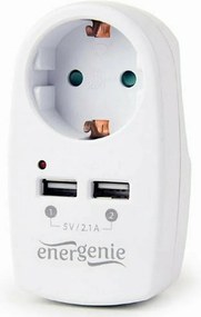 ENERGENIE 2-PORT USB CHARGER WITH PASS-THROUGHT AC SOCKET 2.1A WHITE