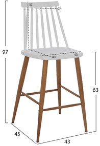 ΣΚΑΜΠΟ ΜΠΑΡ VANESSA HM9300.01 ΛΕΥΚΟ ΜΕΣΑΙΟΥ ΥΨΟΥΣ 43x45x97Υεκ.