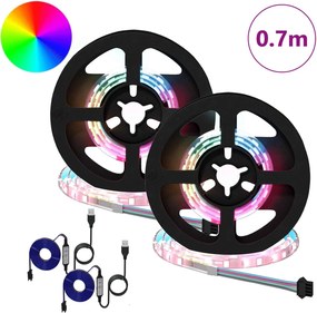 vidaXL Λωρίδα LED 2 pcs Μαύρο και Διαφανές 350 χλστ