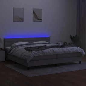 vidaXL Κρεβάτι Boxspring με Στρώμα &amp; LED Αν.Γκρι 200x200εκ. Υφασμάτινο