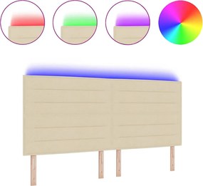 vidaXL LED κεφαλάρι με φώτα λωρίδας LED Κρεμ 200 cm Πολυεστέρας