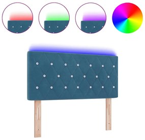 vidaXL Κεφαλάρι LED με φώτα λωρίδας LED Σκούρο Μπλε 100 cm Βελούδο