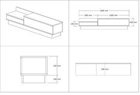 Έπιπλο τηλεόρασης Eclipse λευκό - ανθρακί 160x35x35 εκ. 160x35x35 εκ.