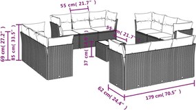 vidaXL Σετ Καναπέ Κήπου 13τεμ Μπεζ Συνθ. Ρατάν με Μαξιλάρια