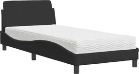 vidaXL Κρεβάτι με Στρώμα Dover Μαύρο 90x200 εκ. Βελούδινο