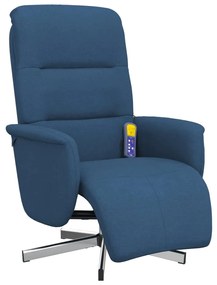 vidaXL Πολυθρόνα Μασάζ Ανακλινόμενη με Υποπόδιο Μπλε Υφασμάτινη